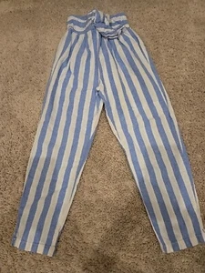 Habitual Kid High Waist Pants Size 10 Blue White Stripe  - Picture 1 of 5