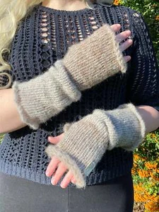 Guanti adulti, Lusso Bambino Alpaca e Vera Seta Sanguanti Fatti a Mano Leggeri - Foto 1 di 5