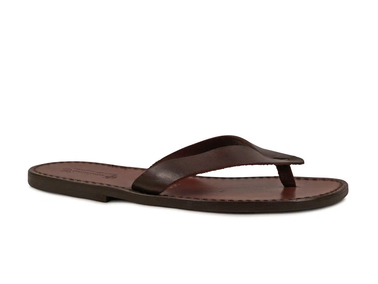 手工皮革丁字裤凉鞋男式意大利制造 — 第 1/4 张图片