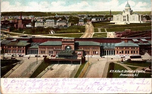 Cartolina NY NH & H Station & Capitol Providence Rhode Island 1906 - Foto 1 di 2