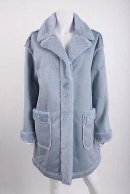 Abrigo Chaqueta Badgley Mischka Mujer Payton Imitación Piel de Oveja Talla L Azul Polvoriento Nuevo con Etiquetas Foto 1 de 4