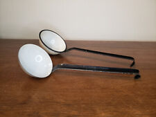 2 Vintage Black And White/Gray Enamelware Ladles Water Dippers Farmhouse