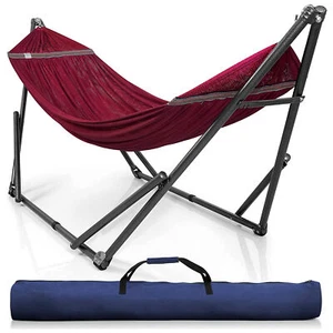 Tranquillo Universal 106.5" Double Hammock with Adjustable Stand & Bag,Red(Used) - Picture 1 of 11