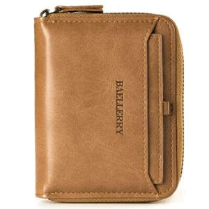 Men's Leather Bifold Credit ID Card Holder Wallet with Zipper Coin Pocket Purse - Picture 1 of 5