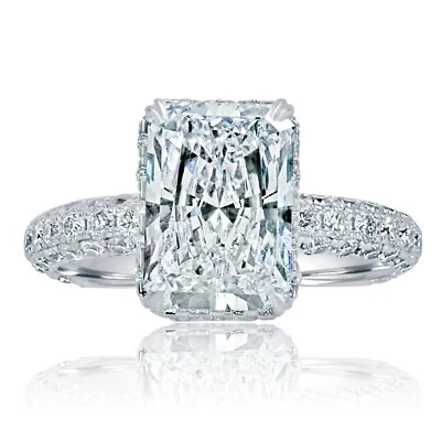 GIA 3.03 Ct D-VS1 Radiant Cut Lab Grown Diamond Engagement Ring 18k White Gold - Image 1 of 4