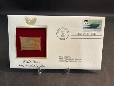 1993 PCS World War II Italy Invaded By Allies 29¢ FDC 22K Gold Stamp Replica - Image 1 of 3