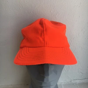 Blaze Orange Blank Vintage Hat Cap Hunting Snapback Trucker P Cap 1980s - Picture 1 of 7