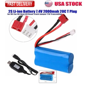 2S Li-ion Battery 7.4V 2000mah 20C T Plug Female Connector with USB Charger USA - Picture 1 of 13