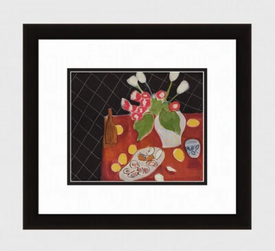 Extraordinaria Litografía a Color MATTISE 1943 "Tulipanes y Ostras" Enmarcada Firmado Certificado de Autenticidad Foto 1 de 2