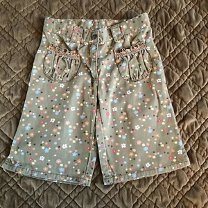 Gymboree Island Getaway 9 Bermuda Short Green Floral Vintage 2007 Flower Adj Wai - Picture 1 of 2