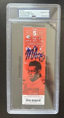 2017 MYLES GARRETT NFL Debut Ticket Browns Jets 10/8/17 Signed PSA Auto Slab - Image 1 of 2