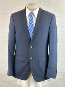 Bar III Men's Navy Blue Plaid Wool Two Button Slim Fit Suit 40R 32X30 $395 - Picture 1 of 18
