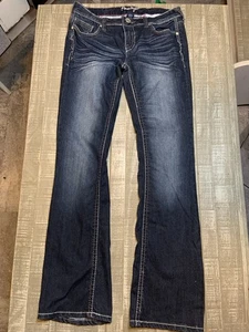 Amethyst Jeans Women's Denim Jeans Low Rise Boot Cut Blue Size 9 Rhinestones - Picture 1 of 6