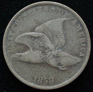 KAPPYSCOINS Gh433 1858-SL SMALL LETTERS VG VERY GOO FLYING EAGLE CENT NICE ONE - Picture 1 of 4