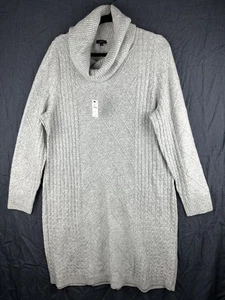 Talbots Neu mit Etikett Pulloverkleid XL Wasserfallausschnitt grau grau weich Rautenmuster UVP 149 $ - Bild 1 von 8