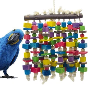Großer Vogel Papagei Kauspielzeug - bunte natürliche Holzklötze Vogel Papagei - Bild 1 von 5