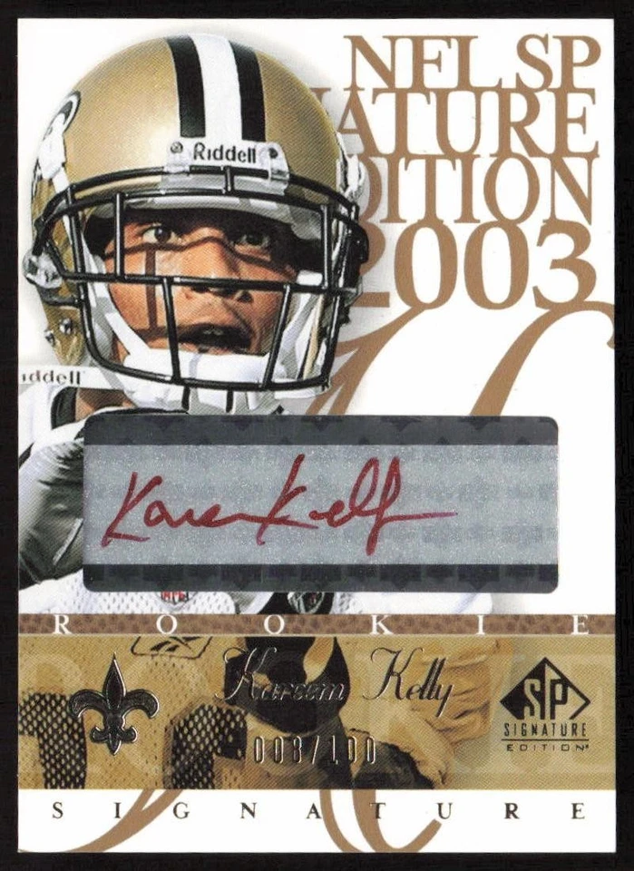 2003 SP Signature Edition Auto Red Ink /100 Kareem Kelly #KA Saints - Image 1 of 2