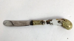 Cuchillo de mantequilla vintage Latham & Owen Sheffield Inglaterra mango floral de porcelana - Imagen 1 de 5