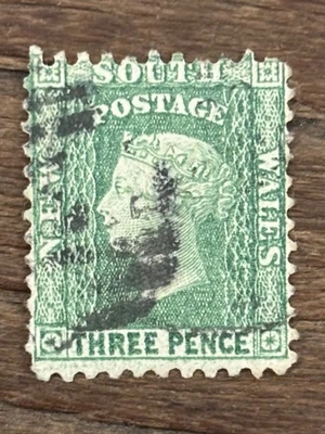 New South Wales. QV. 1882/97. 3d Yellow Green SG 226d Perf 11x12. Used - Image 1 of 2