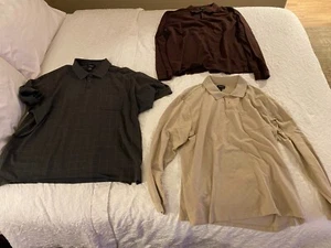 (3) Van Heusen XXL 2-button golf polo shirts w/ pocket beige/brown/grey (XXLT) - Picture 1 of 8