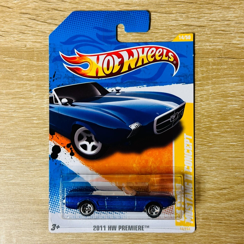63 Ford Mustang Concept 2 II 2011 HW Premiere 14/50 Long Card Blue White - Image 1 of 1