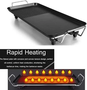Electric Large Teppanyaki Grill Table Top Smokeless Grill, Portable BBQ Barbecue - Picture 1 of 12
