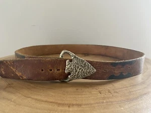 Vintage Solid Brass Arrowhead Belt Buckle With 44” Unbranded Belt - Picture 1 of 5