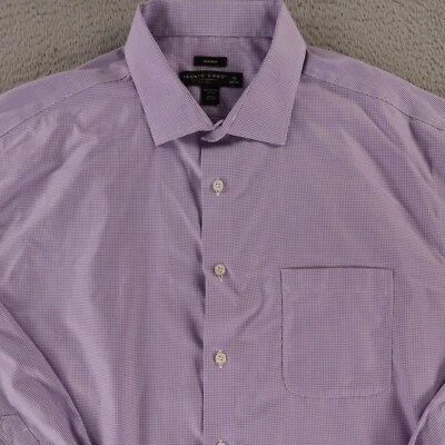 Camisa Pronto Uomo Para Hombre 2XL 18 34/35 Púrpura Pata de Gallo Cuadros 100% Algodón Foto 1 de 4