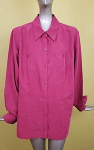 Liz Claiborne Womens Shirt Blouse Red Size 1X Button Down - Picture 1 of 10