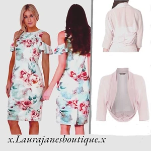 Roman sz 20 Brides Mother Wedding Outfit Pink and White Dress + Chiffon Bolero. - Picture 1 of 4
