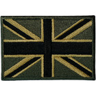 Green UK Flag Patch Iron Sew On Union Jack United Kingdom Army Embroidered Badge