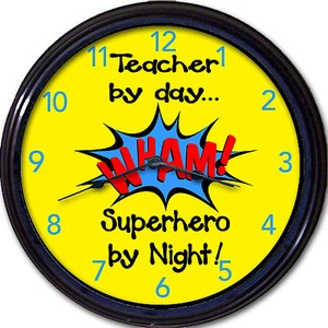 Reloj de pared nocturno superhéroe para maestro de día superhéroe personalizado abogado escolar - Imagen 1 de 5