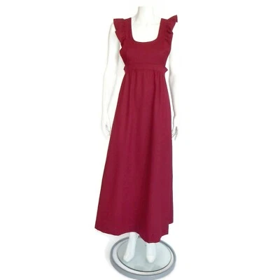 Cosplay Red Victorian Prairie Sleeveless Cottagecore Ruffle Maxi Dress S/M /4929 - Image 1 of 4