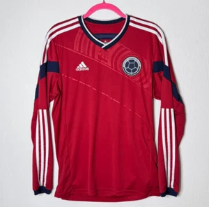 Camiseta de fútbol colombiana Adidas RARA para hombre M 2014/15 visitante manga larga roja BONITA - Imagen 1 de 12