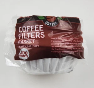 Coffee Filters 8-12 Cup, 200 Count, Basket Coffee Filter, Paper Filters White - Picture 1 of 3