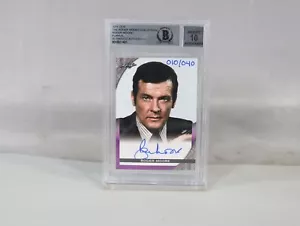 JAMES BOND ROGER MOORE PURPLE CARD AUTO BECKETT 10 RARE 10/40 - Picture 1 of 2