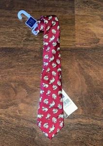 GAP KIDS One Size POLAR BEAR NECK TIE Winter Burgundy 100% Silk Made In USA NWT - Picture 1 of 3