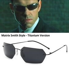 The Matrix Agent Smith Style Polarized Sunglasses Rivets Men Driving titanium 