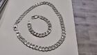 Men's 925 Sterling Silver Bracelet And Necklace Set 111gr