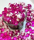 Polka Dot Glass Beads Hot Pink Beads for Bracelet Making 180 pcs
