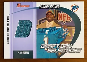 2005 Bowman Football Draft Day Selection RONNIE BROWN Jersey Dolphins - Foto 1 di 2