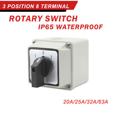 LW26-20-63 32A 3-Position Rotary Selector Universal Rotary Cam Changeover Switch • 18.29£