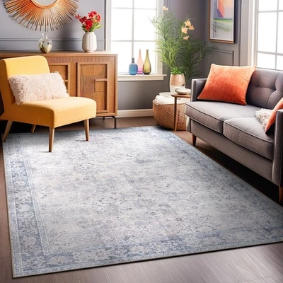 Rugshop Rugs Transitional Bordered Vintage Machine Washable Non Slip Rugs 8x10 - Image 1 of 4
