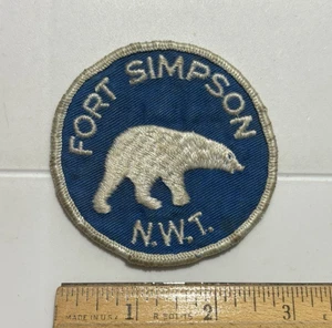 Fort Simpson Northwest Territories NWT Polar Bear Round Embroidered Patch Badge - Picture 1 of 3