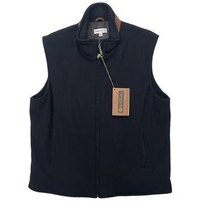 Bullock & Jones Vest Men Medium Black Wool Loro Piana Italy Leather Trim USA NWT - Image 1 of 4
