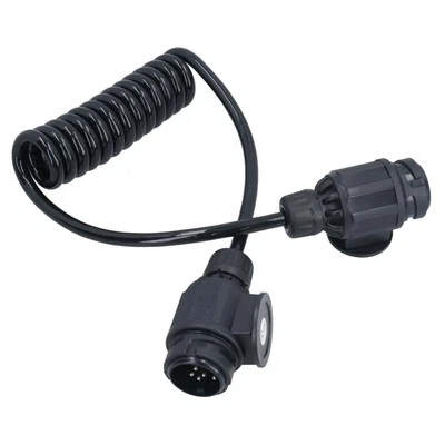 Trailer Light Electrics Extension Lead Curly Cable 1.5m 13 Pin 8 Pin Plugs Male - Image 1 of 4