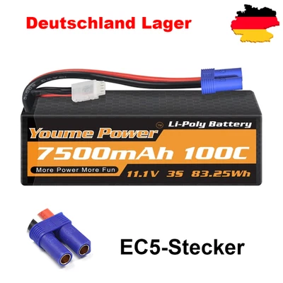 Youme 11,1V 3S 7500mAh Lipo Akku Batterie EC5 für RC Quad Multi Hubschraube LKW - Bild 1 von 4