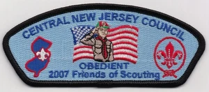 CSP - CENTRAL NEW JERSEY COUNCIL - SA-31 - 2007 FOS - $125 DON. - OBEDIENT - Picture 1 of 1