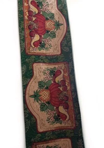 Fall Thanksgiving Tapestry Table Runner Pumpkin Apples Corn Vintage 12" X 68" - Picture 1 of 4
