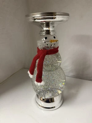 Bath & Body Works lighted snowman glitter globe candle holder Rare - Image 1 of 4
